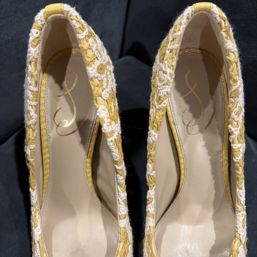 Sam Edelman Hazel Crocheted Stiletto Pumps Desert Sun Ivory 7.5 - Picture 6 of 12